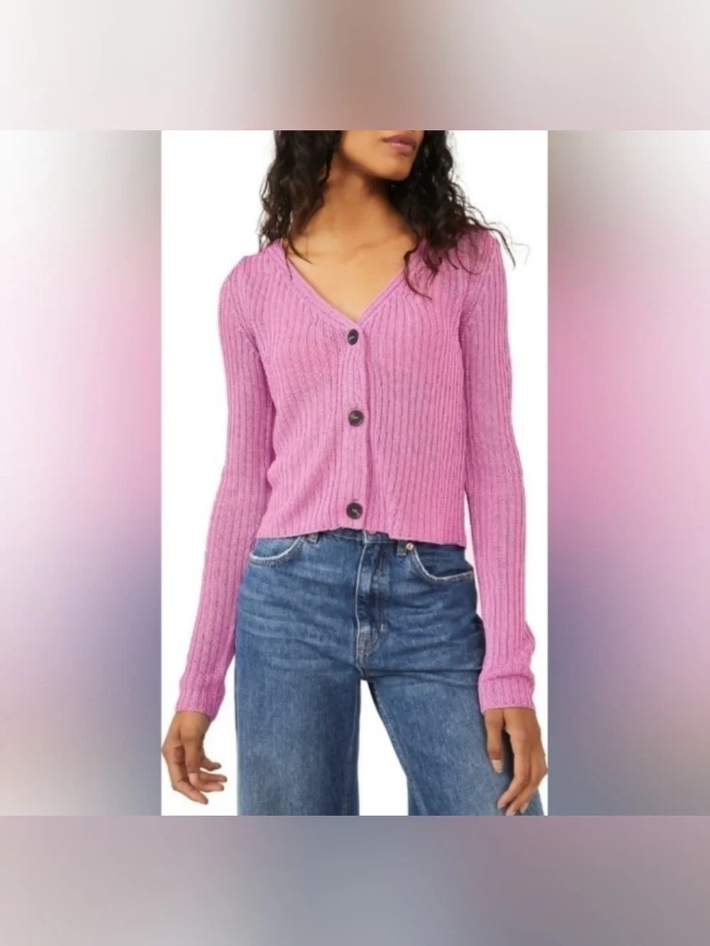 NWT Free People Game On Cardigan - Butterfly Blush pink - XS